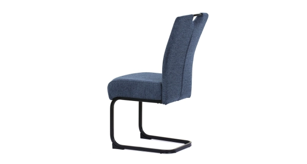 Jídelní židle NALDORLEM, taštičkové pružiny, modrá látka, černý kov