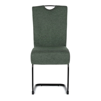 Jídelní židle NALDORLEM, taštičkové pružiny, zelená látka, černý kov