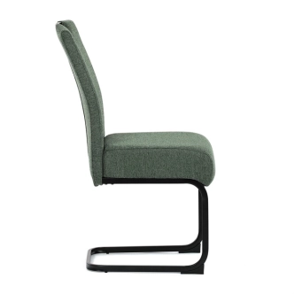 Jídelní židle NALDORLEM, taštičkové pružiny, zelená látka, černý kov