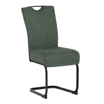 Jídelní židle NALDORLEM, taštičkové pružiny, zelená látka, černý kov