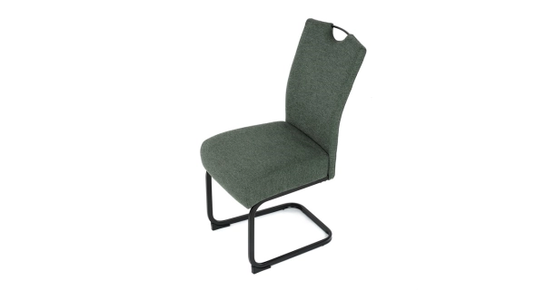 Jídelní židle NALDORLEM, taštičkové pružiny, zelená látka, černý kov