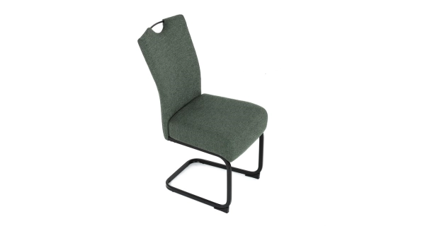 Jídelní židle NALDORLEM, taštičkové pružiny, zelená látka, černý kov