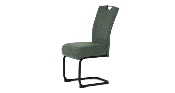 Jídelní židle NALDORLEM, taštičkové pružiny, zelená látka, černý kov