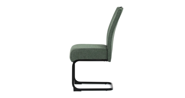 Jídelní židle NALDORLEM, taštičkové pružiny, zelená látka, černý kov