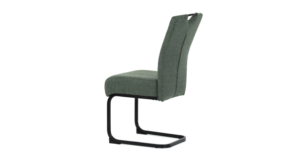Jídelní židle NALDORLEM, taštičkové pružiny, zelená látka, černý kov