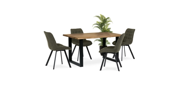 Jídelní židle NALXERXER, zelená látka, černý kov