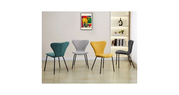 Jídelní židle ORZELXER, modrá látka, černý kov