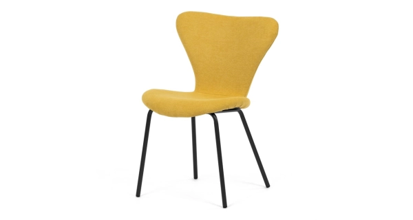 Jídelní židle ORZELXER, žlutá látka, černý kov