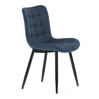 Jídelní židle QUINZELJOR, modrá látka, černý kov