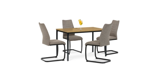 Jídelní židle SIPPY, béžová látka, černé kovové nohy