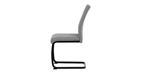 Jídelní židle SIPPY, stříbrná látka, černé kovové nohy