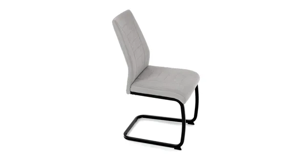 Jídelní židle SIPPY, světle šedá látka, černé kovové nohy