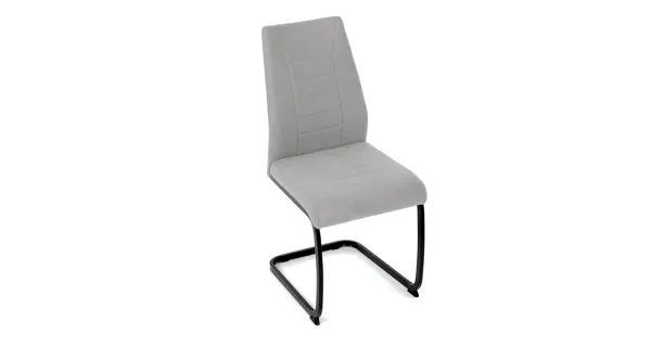 Jídelní židle SIPPY, světle šedá látka, černé kovové nohy