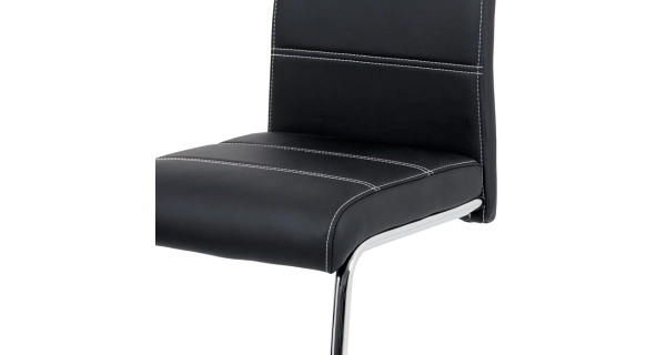 Jídelní židle SUESOR, černá ekokůže/chrom 