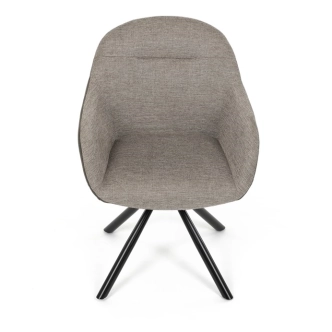 Jídelní židle TORLAN, béžová látka a tmavě šedá látka v dekoru vintage kůže, černý kov