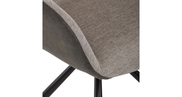 Jídelní židle TORLAN, béžová látka a tmavě šedá látka v dekoru vintage kůže, černý kov