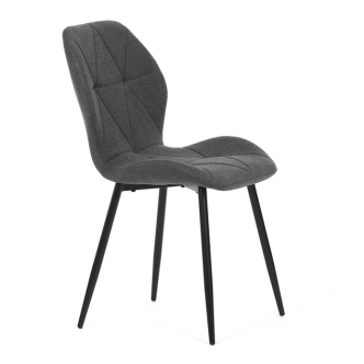 Jídelní židle TRETRE, šedá látka, černé kovové nohy