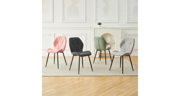 Jídelní židle TRETRE, zelená látka, černé kovové nohy