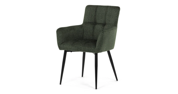 Jídelní židle XERELIV, zelená látka, černý kov