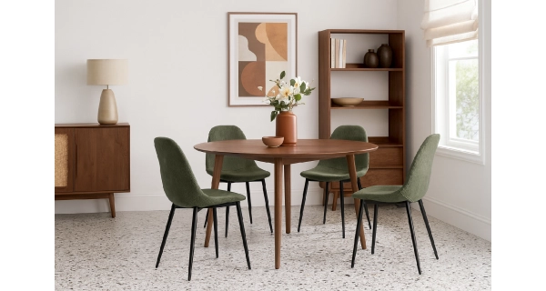 Jídelní židle ZENMO, zelená látka/kov