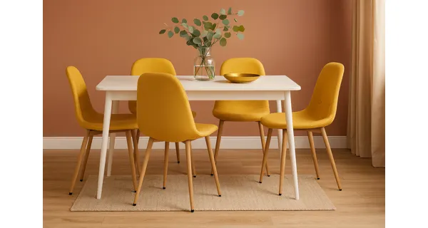 Jídelní židle ZENMO, žlutá látka/kov