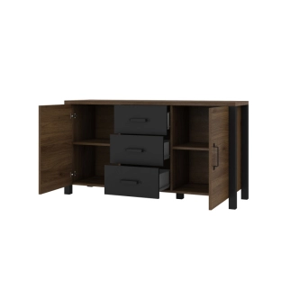 JOKUL komoda 2D3S, ořech okapi/černý supermat