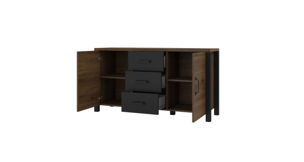 JOKUL komoda 2D3S, ořech okapi/černý supermat