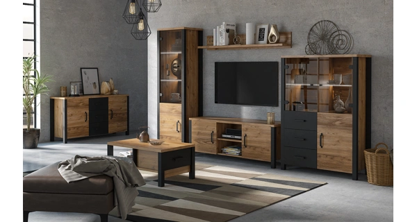 JOKUL komoda 3D3S, appenzeller fichte/černý supermat