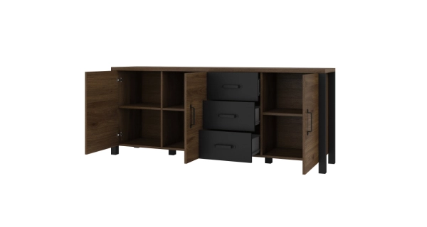 JOKUL komoda 3D3S, ořech okapi/černý supermat