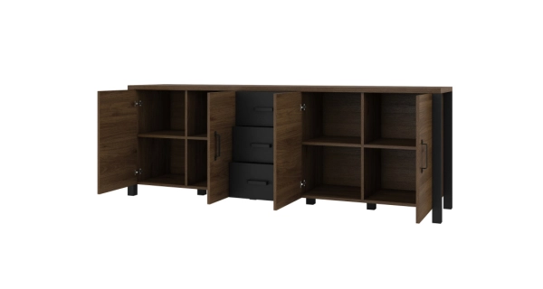 JOKUL komoda 4D3S, ořech okapi/černý supermat