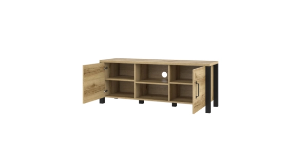 JOKUL televizní stolek, dub grand natural/černý supermat