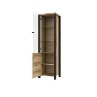 JOKUL vitrína 2D, dub grand natural/černý supermat