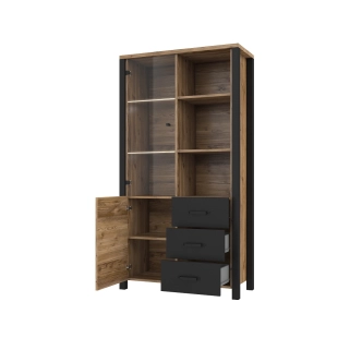 JOKUL vitrína 2D3S, appenzeller fichte/černý supermat