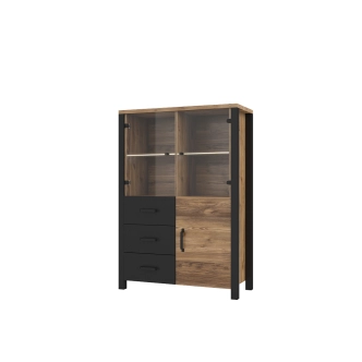 JOKUL vitrína 3D3S, appenzeller fichte/černý supermat