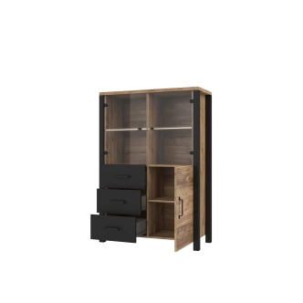 JOKUL vitrína 3D3S, appenzeller fichte/černý supermat