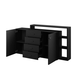 KAGOSHI komoda s policí 2D4S, černý supermat