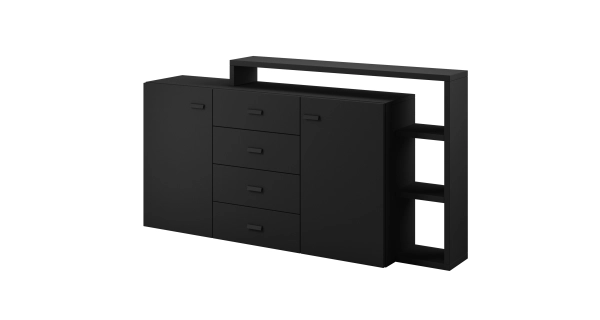 KAGOSHI komoda s policí 2D4S, černý supermat