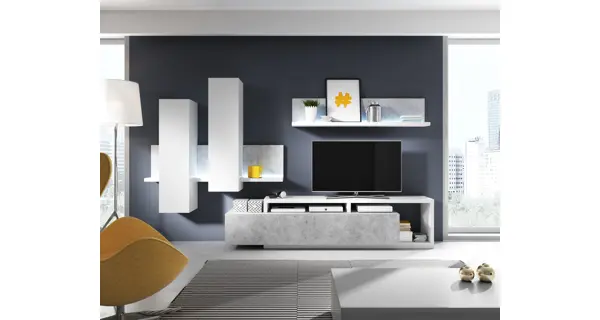 KAGOSHI konferenční stolek, bílá/beton colorado