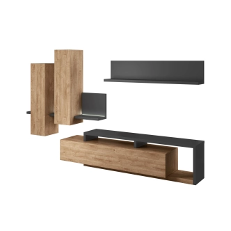 KAGOSHI obývací stěna, antracit/dub ribbec