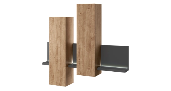 KAGOSHI obývací stěna, antracit/dub ribbec