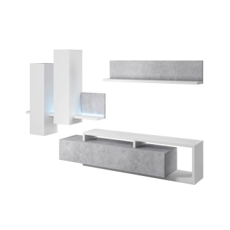 KAGOSHI obývací stěna, bílá/beton colorado