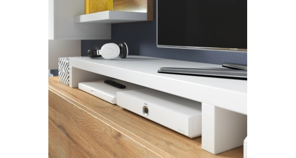 KAGOSHI obývací stěna, bílá/dub grandson