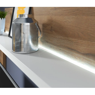 KAGOSHI obývací stěna, bílá/dub grandson