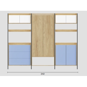KALANCHOE nízká skříňka 1D, hikor přírodní/nebeská modrá