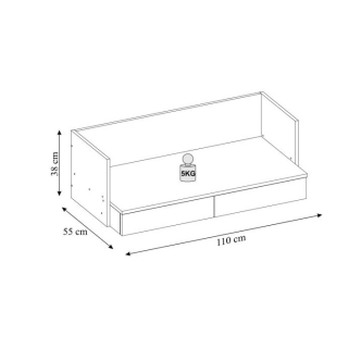 KALANCHOE psací stůl 2S, hikor přírodní/nebeská modrá