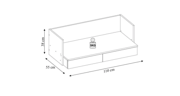 KALANCHOE psací stůl 2S, hikor přírodní/nebeská modrá