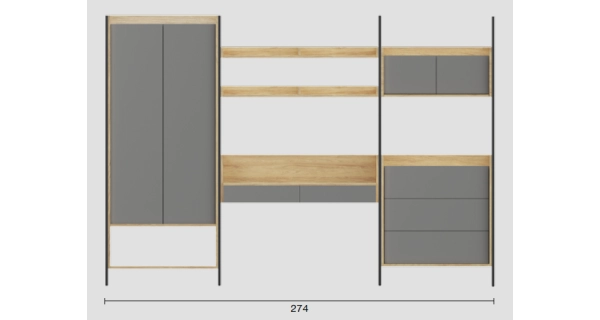 KALANCHOE skříňka 2D, hikor přírodní/šedý popel