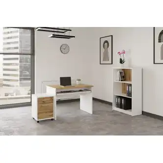 Kancelářská sestava NEJBY GIANNI 4, bílá/dub wotan DOPRODEJ