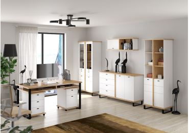 Kancelářska sestava ORSOLA, dub artisan/bílá