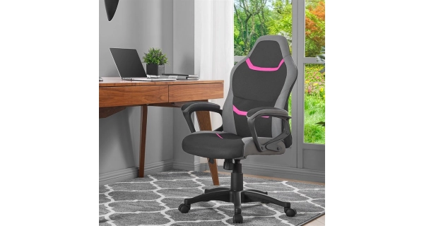 Kancelářská židle CLOUDVEIL, černá/šedá/růžová látka